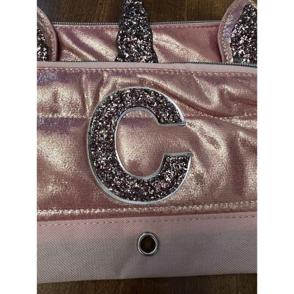 NWT Justice Girls Rose Gold Sparkly Unicorn Initial "C" Pencil Pouch - Picture 7 of 8